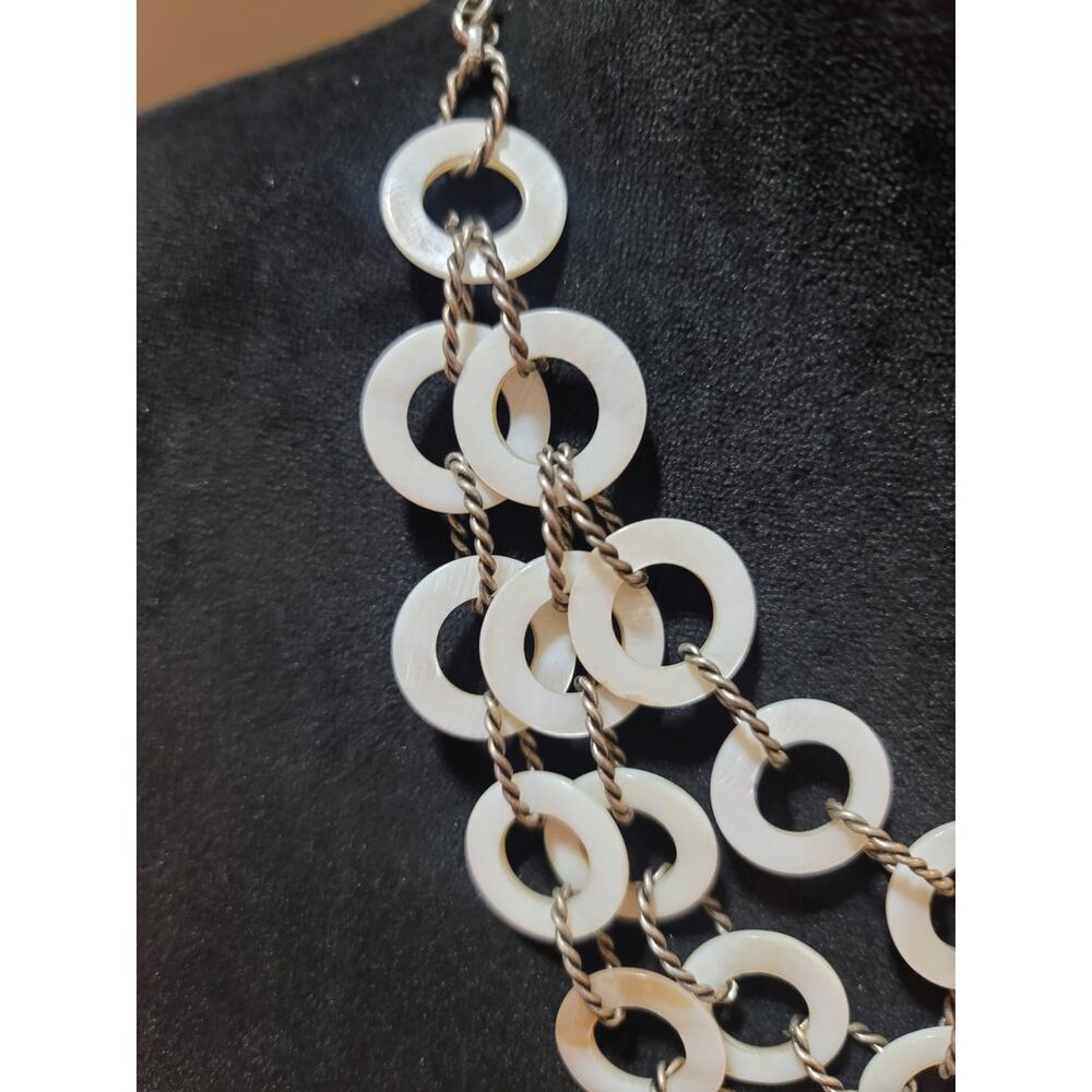 Women's Multi Layer White Shell Ring Statement Ne… - image 5
